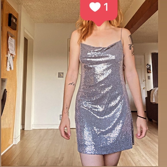 bershka metallic dress Bershka metallic cami dress in blue